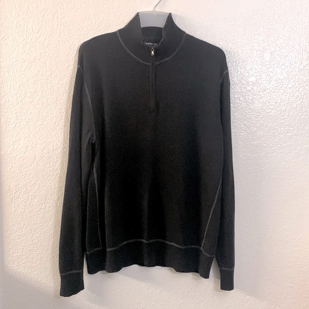 CALVIN KLEIN JEANS Mock Turtleneck Knit Sweater, Collar Zipper, Sz. XL/Preowned